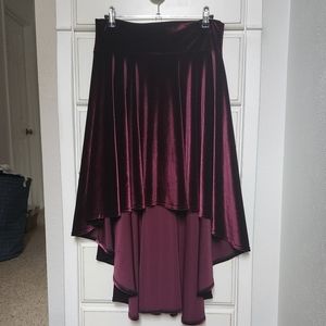 Hi low velvet skirt - burgundy